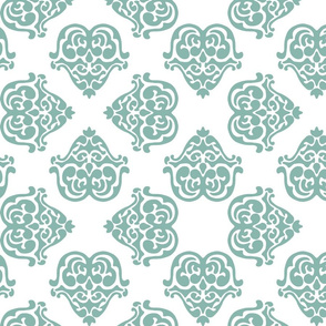 damask motif sea green