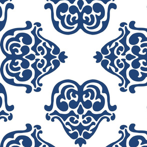 damask motif indigo