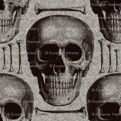 burlap skulls&bones large