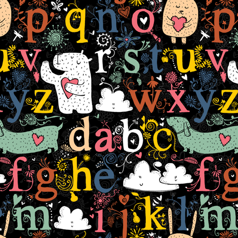 i love letters, bunnies and bears oh my fabric by laura_the_drawer on Spoonflower - custom fabric