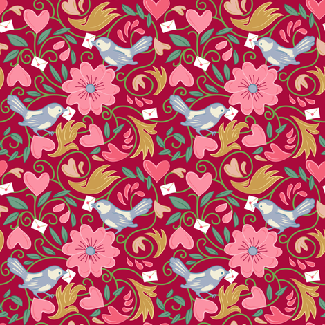 A Lovely Delivery - Red fabric by dianne_annelli on Spoonflower - custom fabric