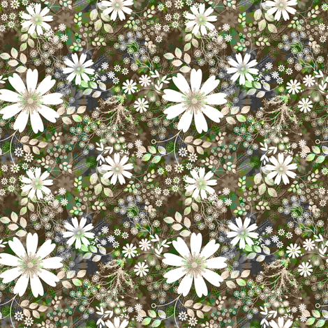 Cosmos Meadow in silver frost fabric by joanmclemore on Spoonflower - custom fabric