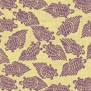 turtles - purple with yellow background