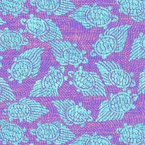 Turtles - light blue, purple/pink background