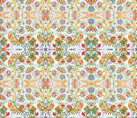 Jacobean Floral Bright by Susi Franco fabric by susifranco on Spoonflower - custom fabric