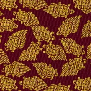golden turtles, purple/fushia background