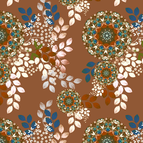 Meadow Bouquet in taupe fabric by joanmclemore on Spoonflower - custom fabric