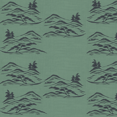 Asian inkscape - green slate and charcoal-ed