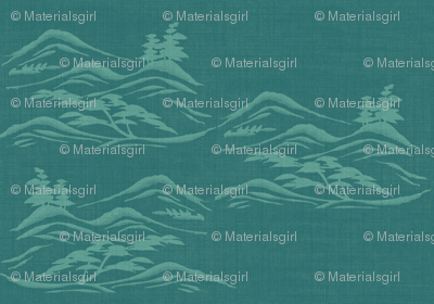 Asian inkscape -  teal and aquamarine blue
