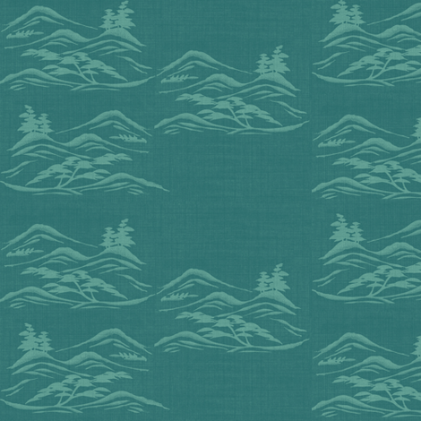 Asian inkscape -  teal and aquamarine blue fabric by materialsgirl on Spoonflower - custom fabric