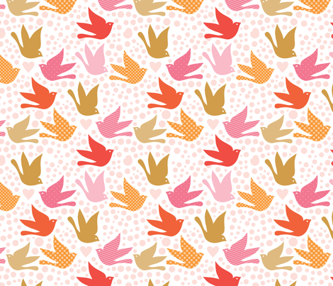 love letters by rozo / birds fabric by rozo on Spoonflower - custom fabric