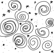 Stars and Galaxies (Black & White with Star Doodles)
