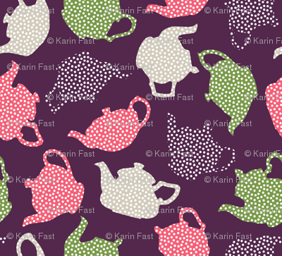purple polkadot teapots 