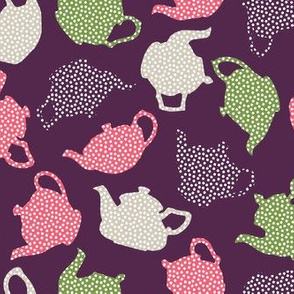 purple polkadot teapots 