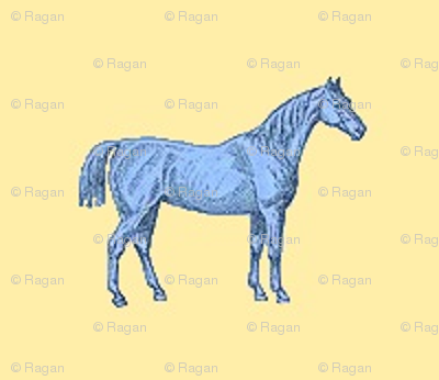Little Blue Horse on yellow background