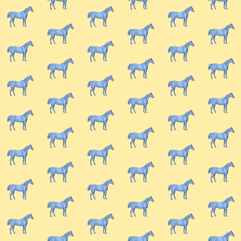 Little Blue Horse on yellow background fabric by ragan on Spoonflower - custom fabric