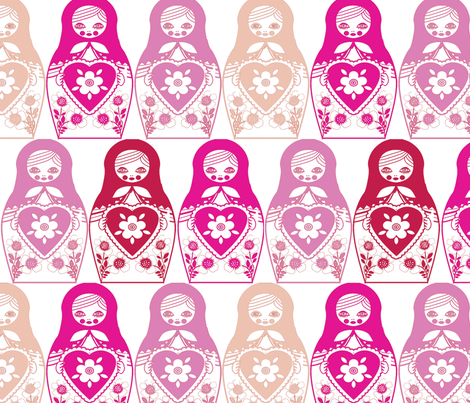 poupée_russe_monochome_rose_L fabric by nadja_petremand on Spoonflower - custom fabric