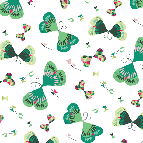 Emerald Butterflies fabric by licoricelove on Spoonflower - custom fabric
