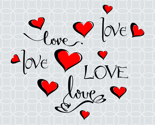 Valentine Love Calligraphy and Red Hearts