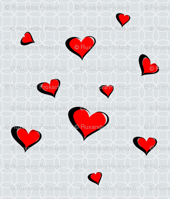 Valentine Calligraphy Red Hearts