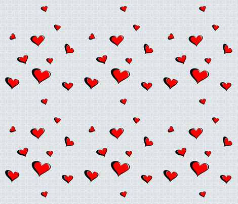 Valentine Calligraphy Red Hearts fabric by ruxique on Spoonflower - custom fabric