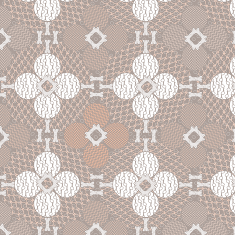 netted_and_knotted Taupe and Coral fabric by glimmericks on Spoonflower - custom fabric