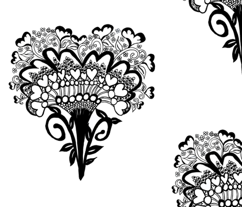 Art Deco Heart Half Drop, copyright seasparkles 2013 fabric by seasparkles on Spoonflower - custom fabric