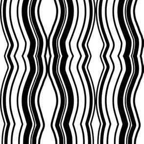 Zoom Wavy Stripes Vertical - Black and White - Large