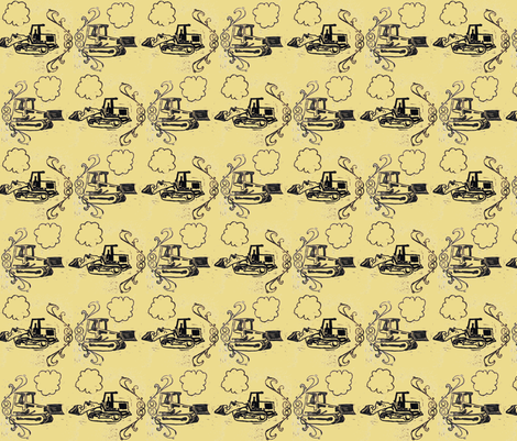 Buster and Gob Play Chicken in Yellow fabric by sparegus on Spoonflower - custom fabric