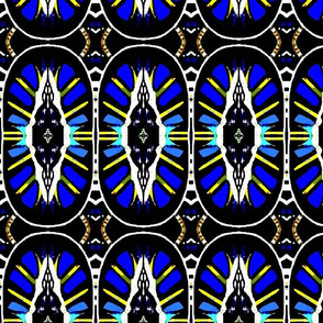 Blue African tribal painting 01