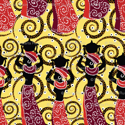African ladies on yellow