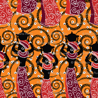 African ladies on orange