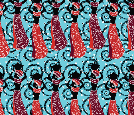 African ladies fabric by kociara on Spoonflower - custom fabric