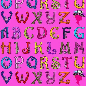 Fancy Party Monogram Alphabet Multi Initials / PINK Paris Bebe Fabrics
