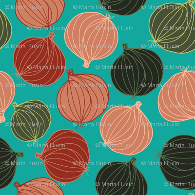 onions on teal