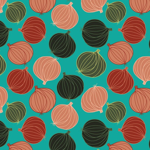 onions on teal