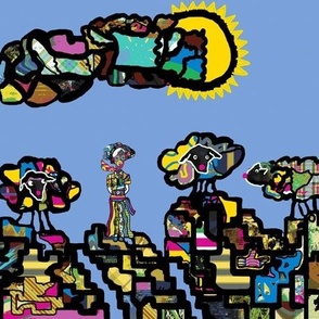 The Lady of Colors and her flock of Clown Sheep (large scale repeat)