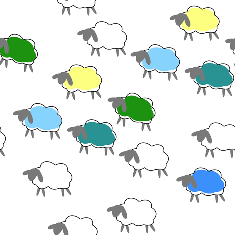 impossible sheep blue fabric by mojiarts on Spoonflower - custom fabric