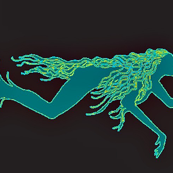 Swimming Mermaids-teal/black Large
