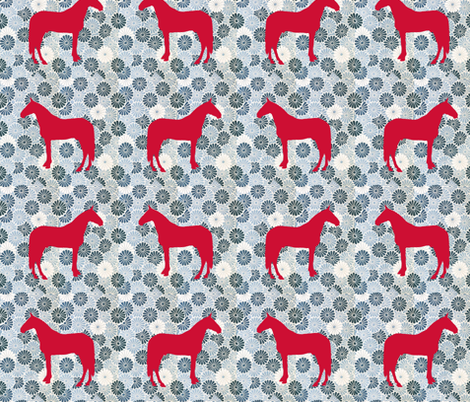 bluefloralhorse fabric by ragan on Spoonflower - custom fabric