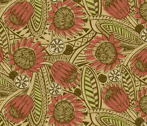 Flora Africa Protea fabric by cjldesigns on Spoonflower - custom fabric