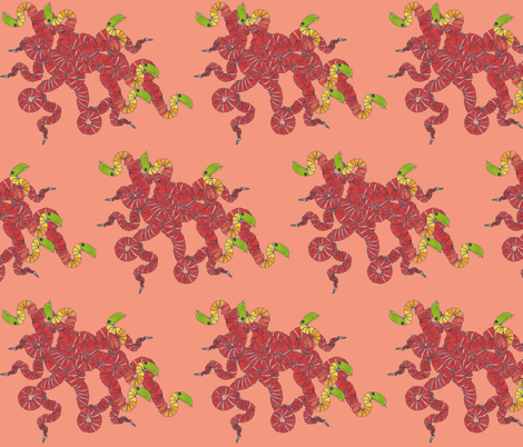 nest_of_snakes_salmon_bkgrd fabric by chiara_g on Spoonflower - custom fabric