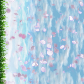 Sakurama - Petal storm with grass - border