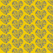 Valentine Hearts-gray and mustard