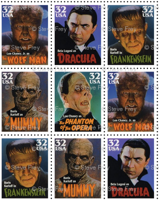 Classic Movie Monsters Stamps - Large