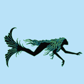 Swimming Mermaid-blue
