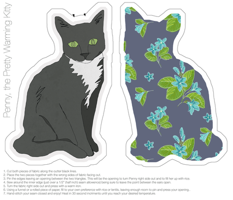 Penny, the Pretty Warming Kitty fabric by jennjersnap on Spoonflower - custom fabric
