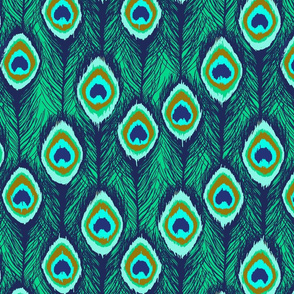 feathers ikat emerald green