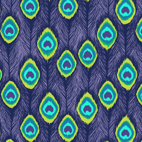 ikat peacock  feathers purple