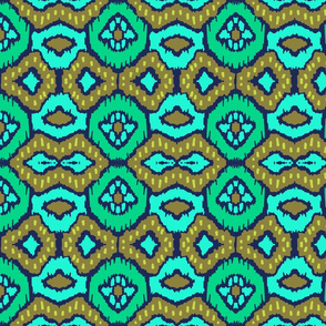 folksy peacock ikat damask coordinate